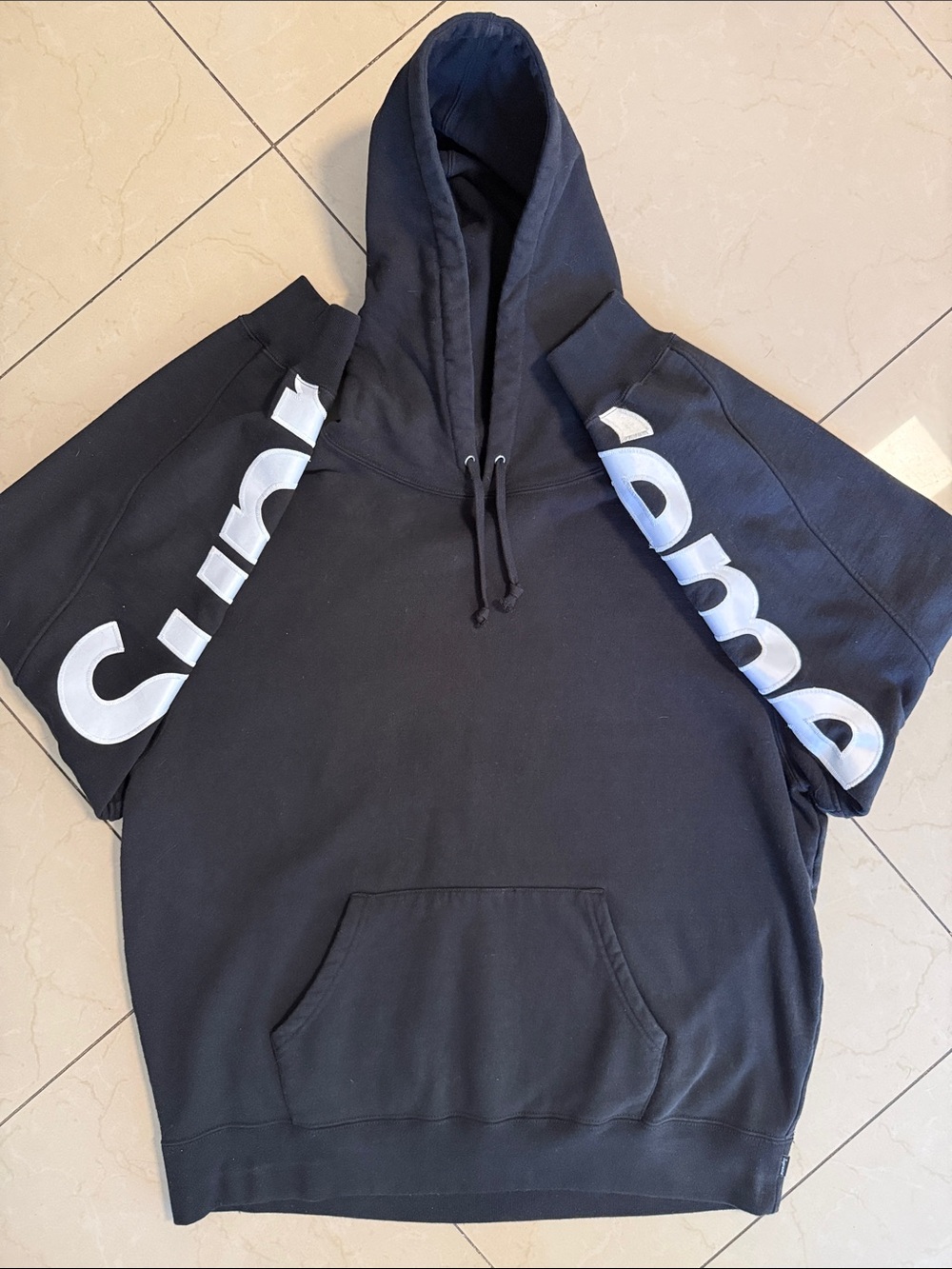 Supreme Cropped Panels Hooded Sweatshirt - black size large